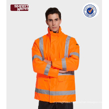 Hi vis safety uniforms construction workwear padded jacket with reflective tape
